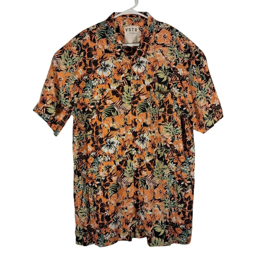 VSTR  hawaiian shirt mens 2XL XXL multicolor floral all over golf short sleeve